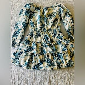 Gap x LoveShackFancy Girl’s Blue Floral Mini Dress Xxl Sz 14-16 Or Adult xS